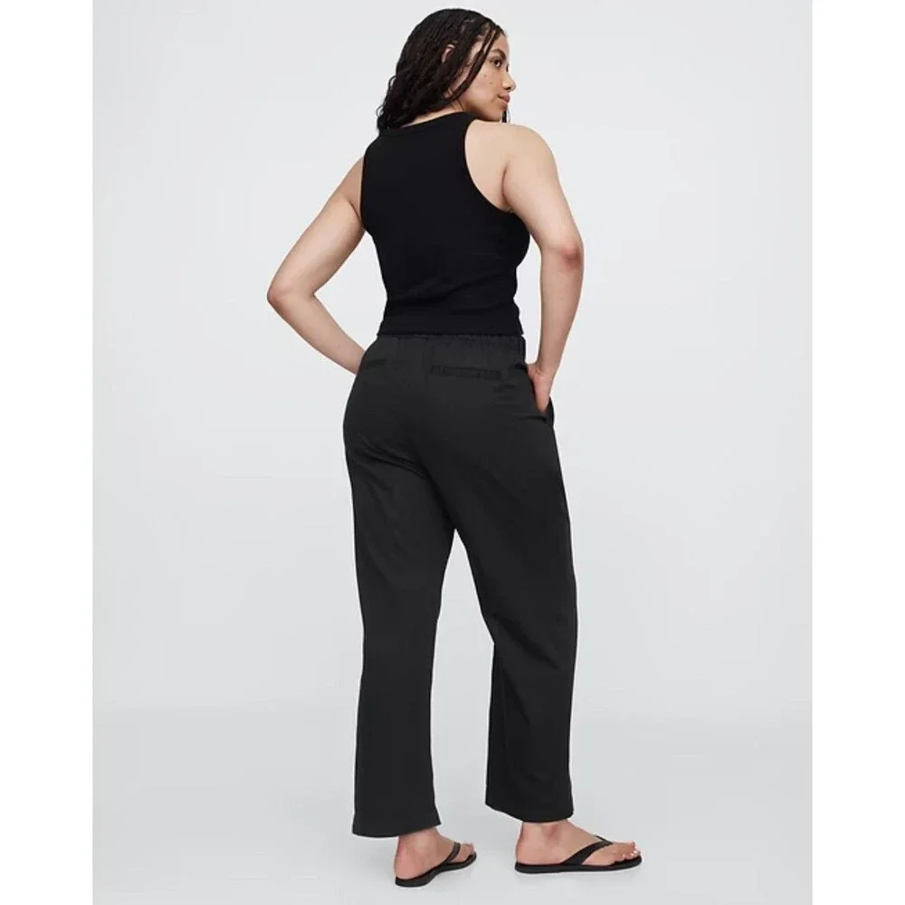 New Gap Pants Size XL Mid Rise Easy Twill Pull On Elastic Drawstring Waist Black